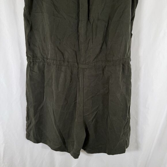Banana Republic Romper Women's 4 Green Button Up Sleeveless Collared Pockets Tie - Picture 10 of 10